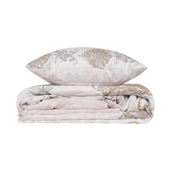 Кафяво и бежово памучно спално бельо за единично легло 140x200 cm Daisy - Mijolnir-image-2