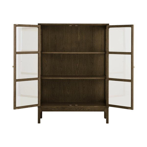 Тъмнокафява витрина от декор от дъб  90x126x40 cm Zamora – House Nordic-image-4