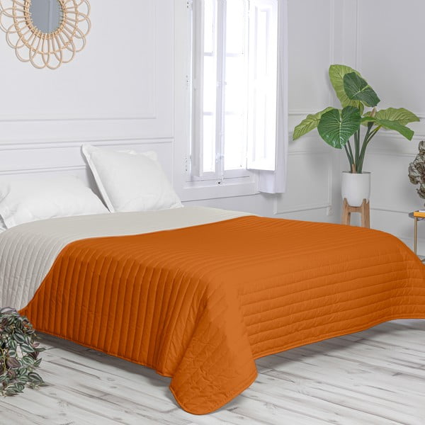 Оранжева и бежова памучна ватирана покривка за легло 180x260 cm Dash - Happy Friday