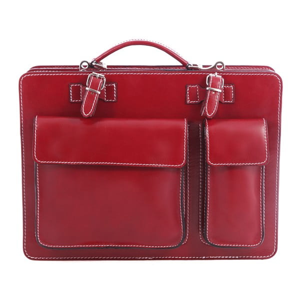 Червена кожена чанта Gaia - Chicca Borse