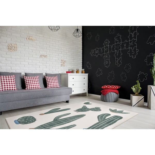 Детски килим в цвят слонова кост и зелено 120x170 cm Cacto Malachite – FD-image-1