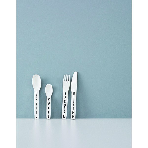 Комплект бели детски прибори от 4 части - Design Letters-image-3