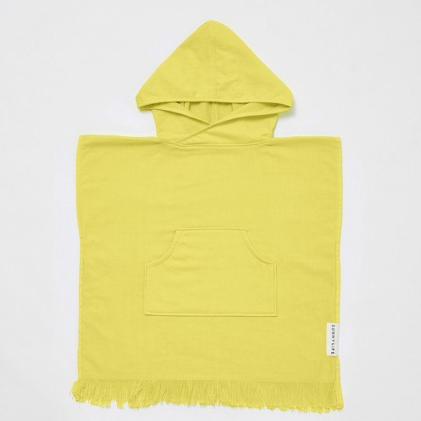 Жълта бебешка плажна кърпа с качулка , 3-6 години Checkerboard - Sunnylife-image-1