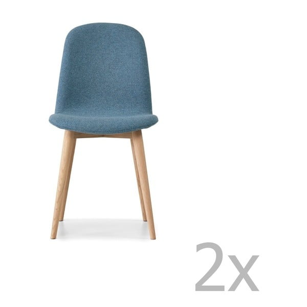 Комплект от 2 сини трапезни стола с масивни дъбови крака WOOD AND VISION Basic - Wood and Vision