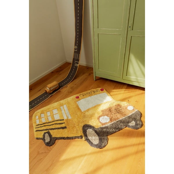 Памучен детски килим подходящ за пране/ръчно изработен в цвят жълта охра 90x130 cm School Bus – Lorena Canals-image-2