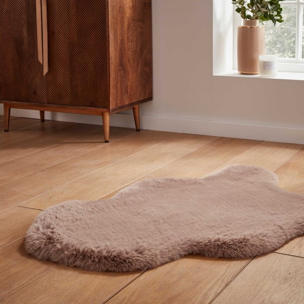 Светлокафява синтетична кожа 60x90 cm Super Teddy – Think Rugs-image-2