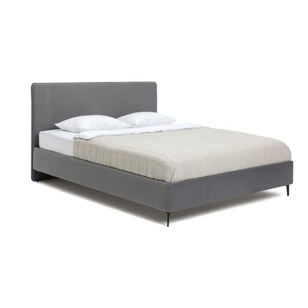 Сиво тапицирано двойно легло с матрак с решетка 180x200 cm Noira Slim - Bonami Selection-image-3