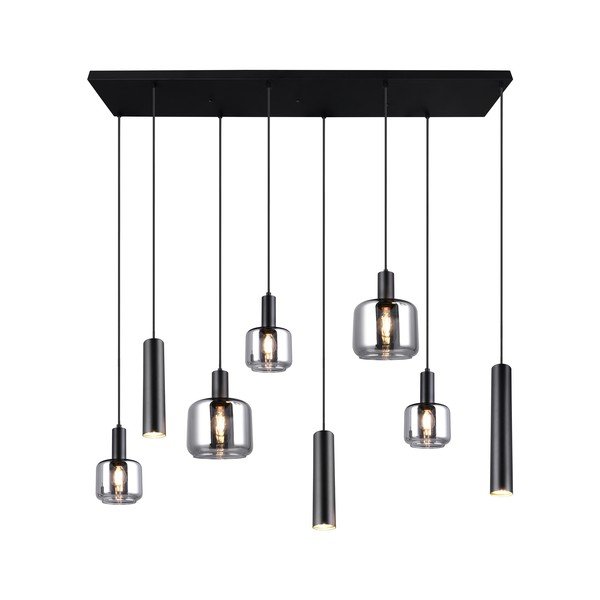 Черно висящо осветително тяло с метален абажур/със стъклен абажур Mataro – Trio-image-2