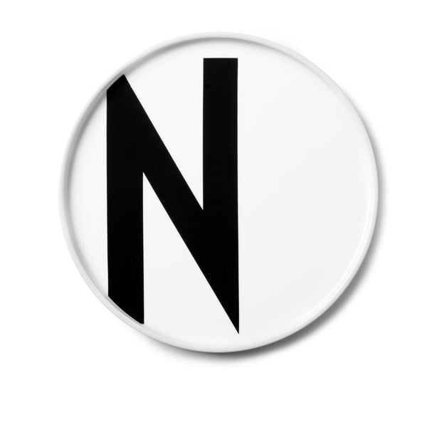Бяла порцеланова десертна чиния N, ø 21,5 cm A-Z - Design Letters