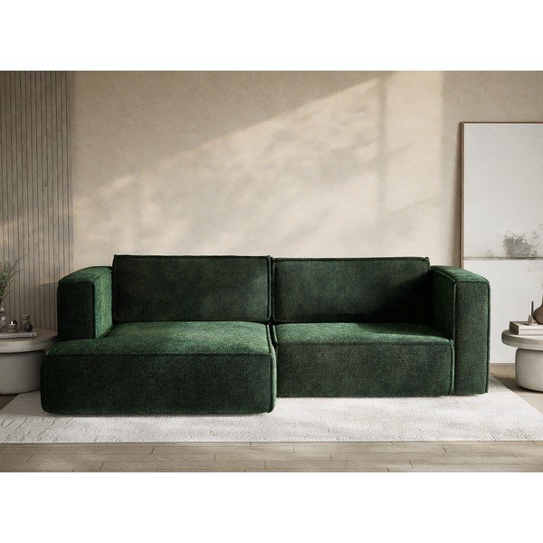 Тъмнозелен шенилов сгъваем/с място за съхранение ъглов диван (ляв ъгъл) Velto – Maison de Rêve-image-1