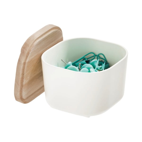 Бяла кутия за съхранение с капак, изработена от дърво от пауловния , 9 x 9 cm Eco - iDesign-image-2