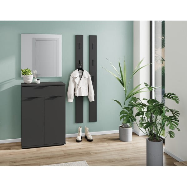 Антрацитен шкаф за обувки с чекмеджета Stanton - Germania-image-1