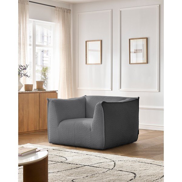 Тъмносиво кресло от прежда с примки от букле Giorgia – Bobochic Paris-image-1