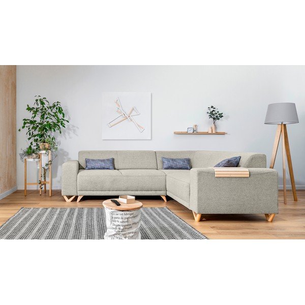 Бежов разтегателен/с място за съхранение ъглов диван (десен ъгъл/L форма) Classy Sophie – Miuform-image-1