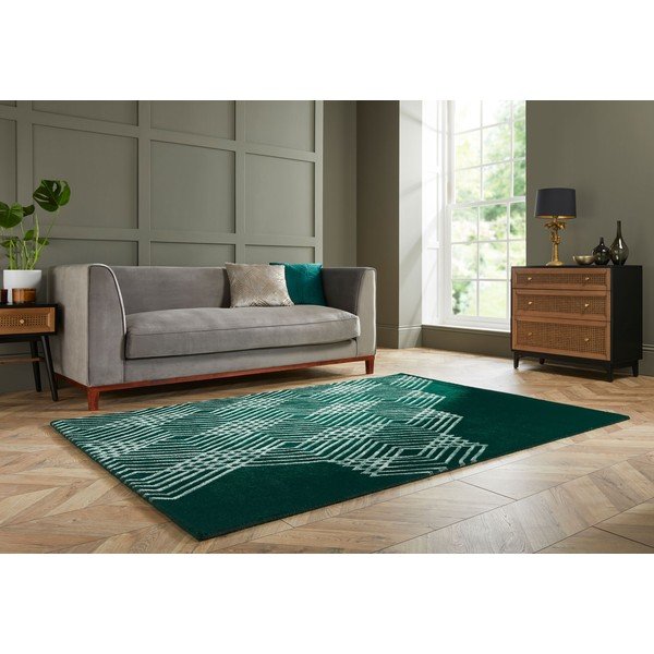 Зелен вълнен килим , 160 x 230 cm Diamonds - Flair Rugs-image-4