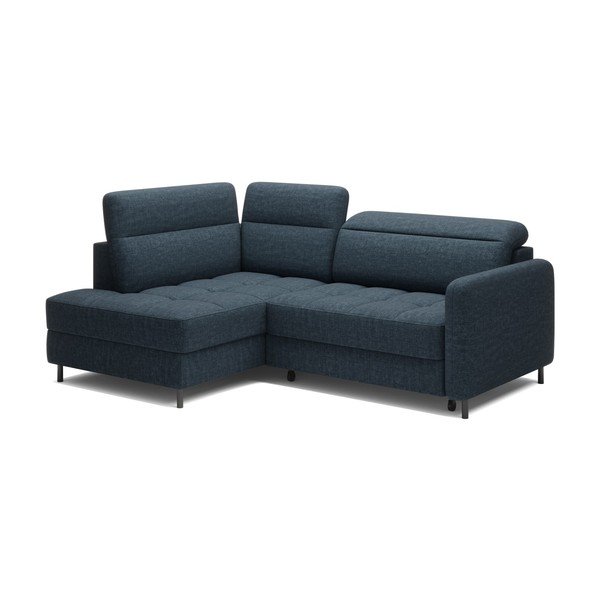 Син кадифен разтегателен ъглов диван с място за съхранение (ляв ъгъл L форма) Barea – ELTAP-image-2