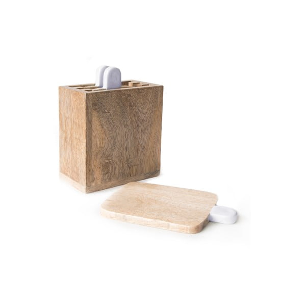Комплект от 3 дървени подложки с розова дръжка в кутия за подложки, 12 x 14 cm - Tierra Bella