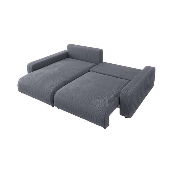 Тъмносив разтегателен ъглов диван от рипсено кадифе (променлив) Sara – Ropez-image-3