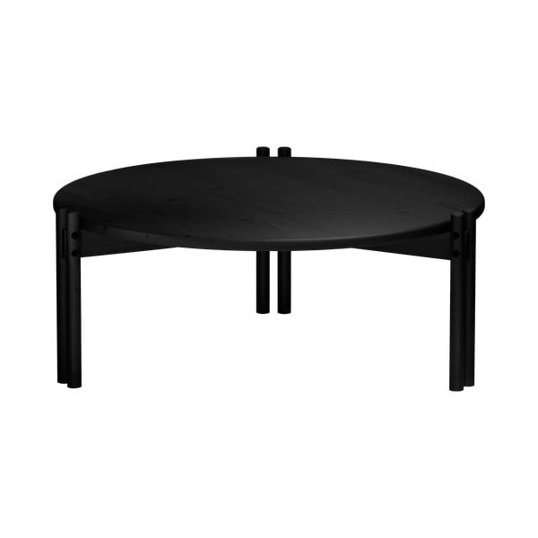 Черна кръгла масичка за кафе от масивен бор ø 80 cm Sticks – Karup Design