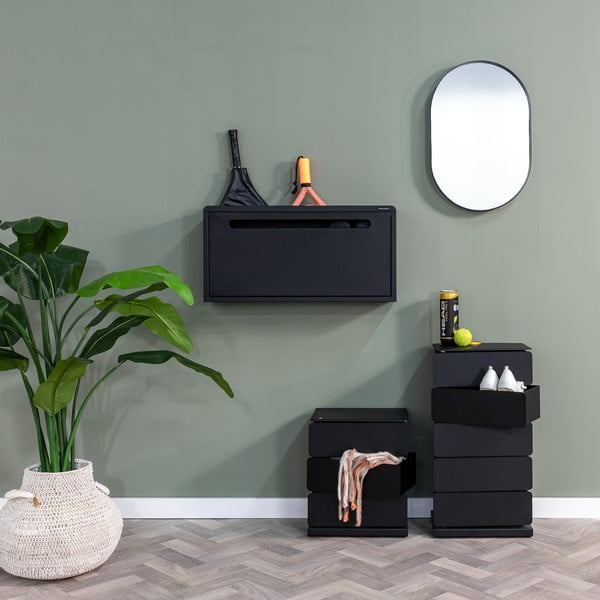 Черна метална накланяща се/висяща стойка за обувки 76x38x18 cm Sportiva – Spinder Design-image-1