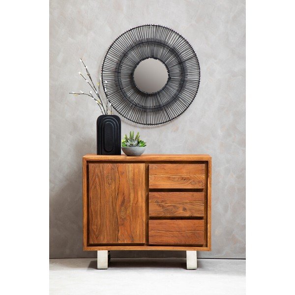 Скрин от масивна акация в тъмно естествен цвят 92x82x40 cm Simla – Premier Housewares-image-1