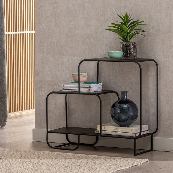 Черен метален стелаж 72x68 cm Sleco – Ixia-image-2