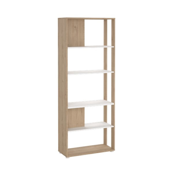 Етажерка за книги в дъбов декор в бял и естествен цвят 80x205 cm Sign - Tvilum-image-3