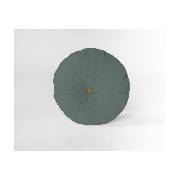 Кръгла декоративна възглавница с кадифена калъфка Тюркоаз, ⌀ 35 cm - Velvet Atelier-image-1