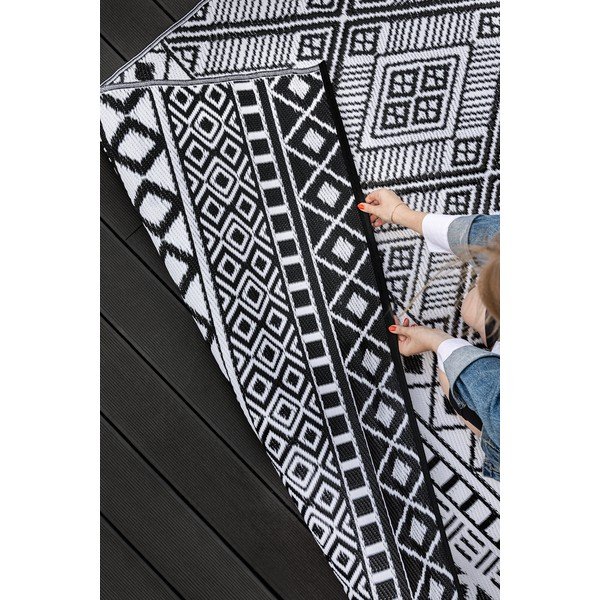 Черно-бял килим на открито Реликвата, 150 x 240 cm - Green Decore-image-3