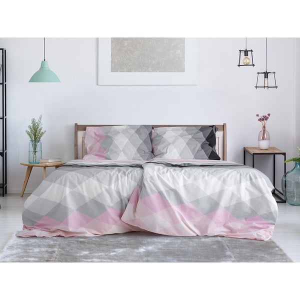 Розово и сиво крепирано спално бельо за единични легла 140x200 cm Top Class - B.E.S.