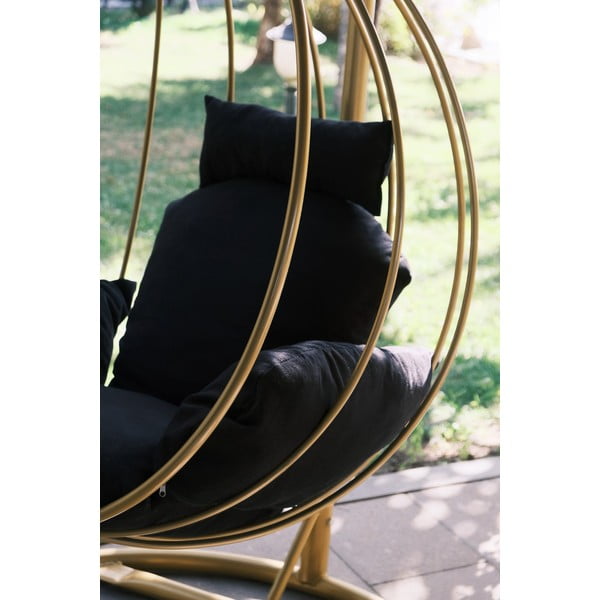 Висящ градински стол в черен и златист цвят Damla – Floriane Garden-image-3
