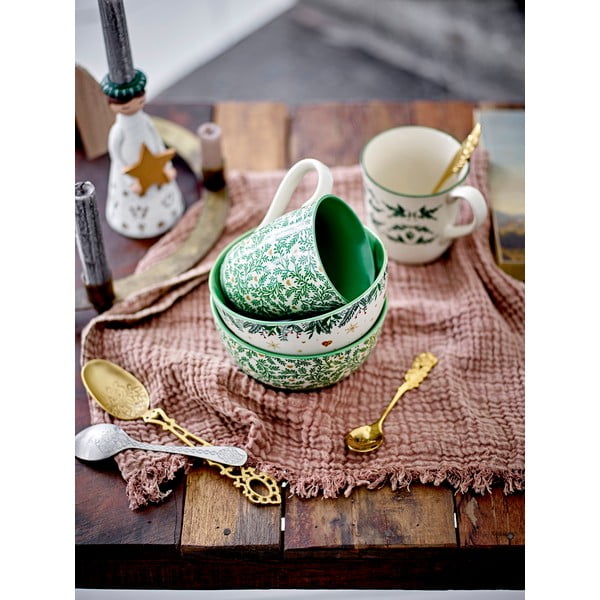 Кремави глинени чаши в комплект от 2 бр. с коледни мотиви 300 ml Beth – Bloomingville-image-2