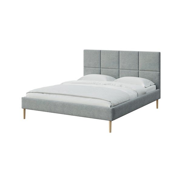 Сиво двойно тапицирано легло с включена подматрачна рамка 160x200 cm Alano – MESONICA