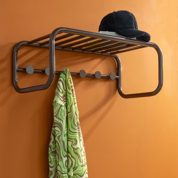 Тъмнокафява метална стенна закачалка с рафт 72 cm Retro – Spinder Design-image-4