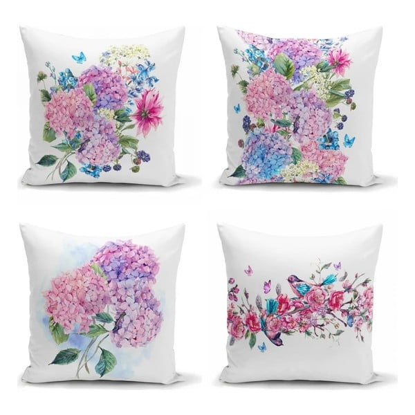 Комплект от 4 декоративни калъфки за възглавници, лилаво-розови, 45 x 45 cm - Minimalist Cushion Covers