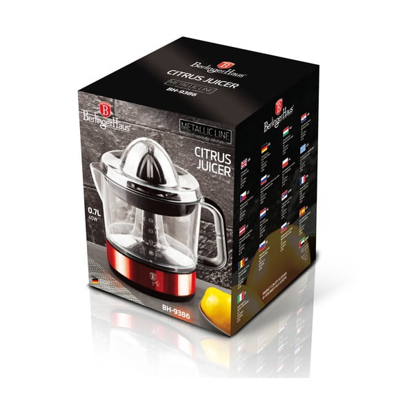Червена електрическа цитрусова преса Burgundy Metallic Line - BerlingerHaus-image-3