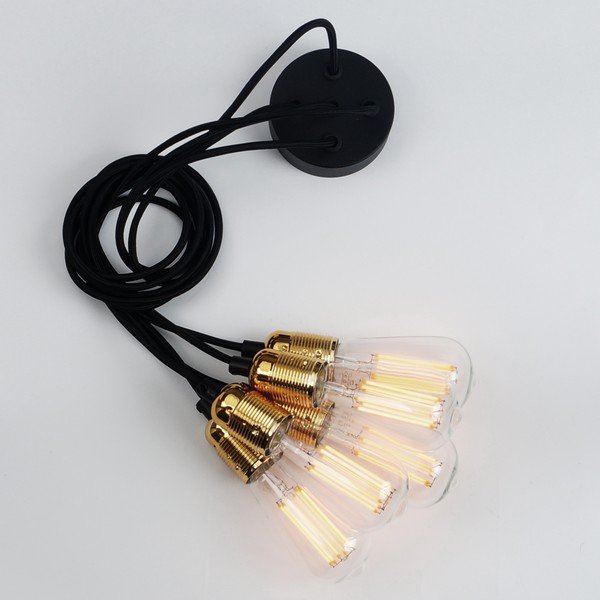 Черна висяща лампа с пет рамена и златни детайли Uno - Sotto Luce-image-4