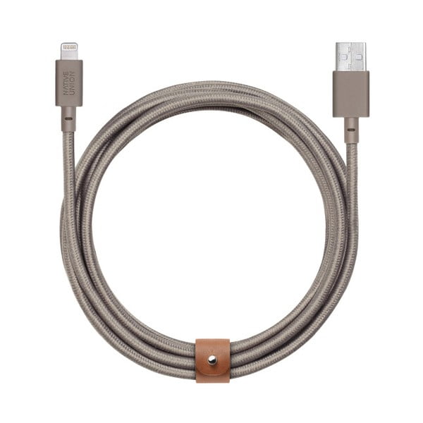 Бежов Lightning кабел за синхронизиране и зареждане за iPhone Twinhead, дължина 3 м - Native Union