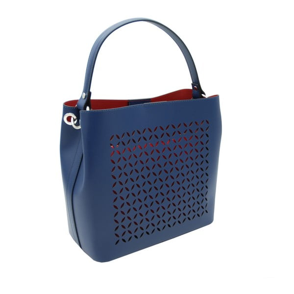 Синя чанта от естествена кожа Albertina - Andrea Cardone