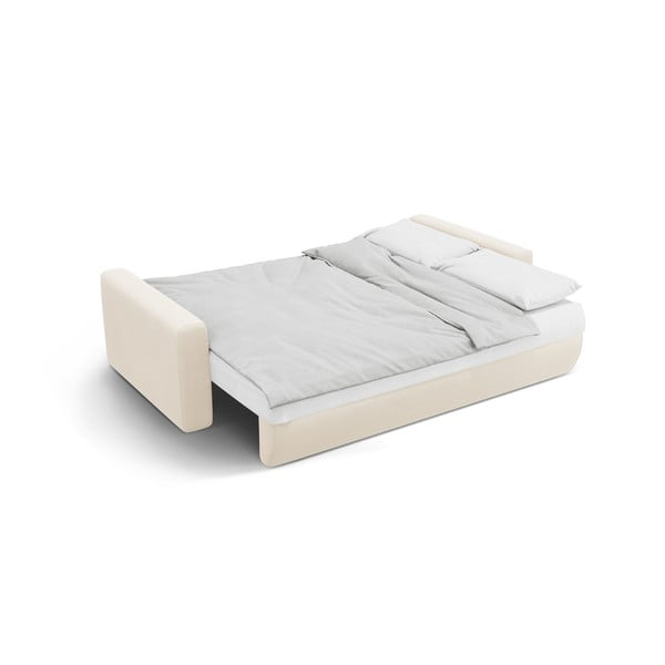 Бежов кадифен разтегателен диван с място за съхранение 238 cm Belfast – Cosmopolitan Design-image-4