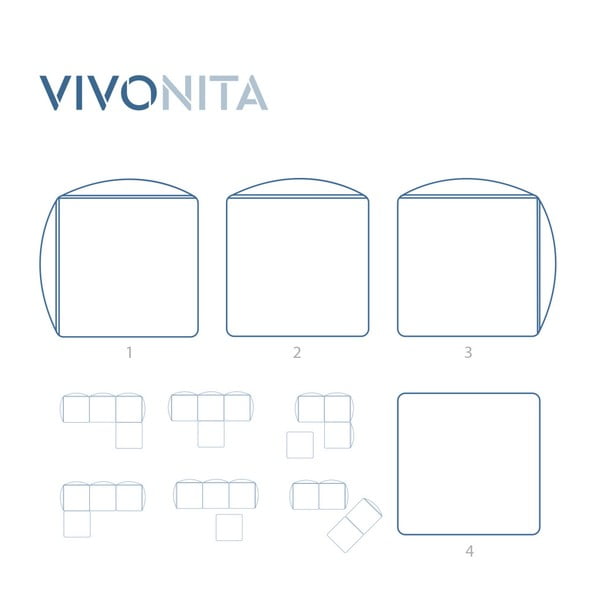 Světle modrá třímístná modulová pohovka s podnožkou Vivonita Velvet Cube-image-3