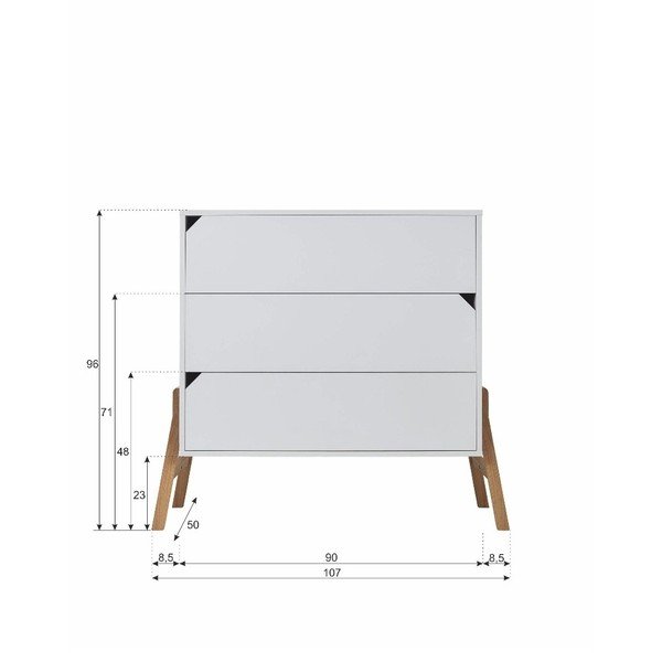 Бял скрин с 3 чекмеджета Lotta - BELLAMY-image-3