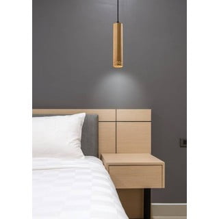 Черна висяща лампа с дървен абажур ø 7 cm Tubo - Candellux Lighting