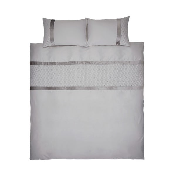 Сиво двойно удължено спално бельо от микросатен 230x220 cm Sequin Cluster – Catherine Lansfield