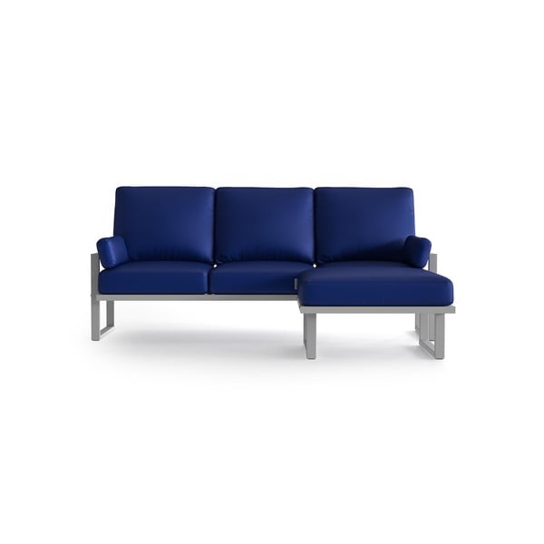 Кралско син ъглов диван с подвижна подложка за крака и светли крака - Marie Claire Home