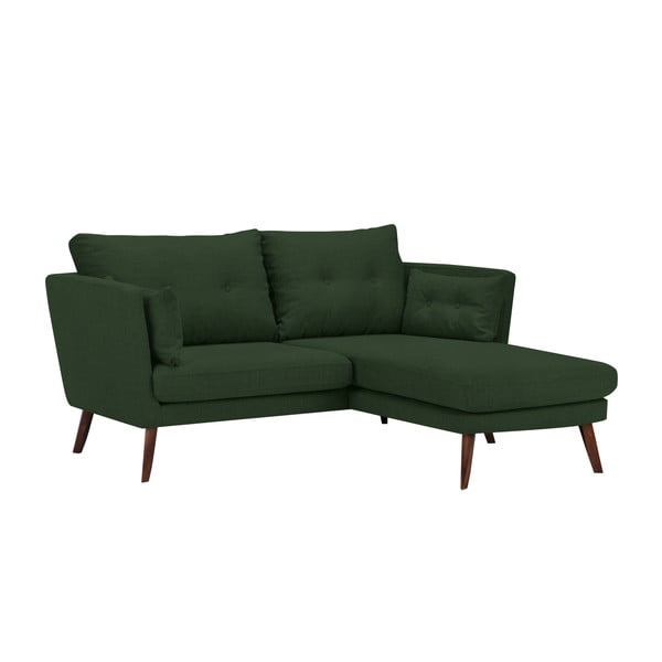 Зелен триместен диван Елена, с шезлонг в десния ъгъл - Mazzini Sofas