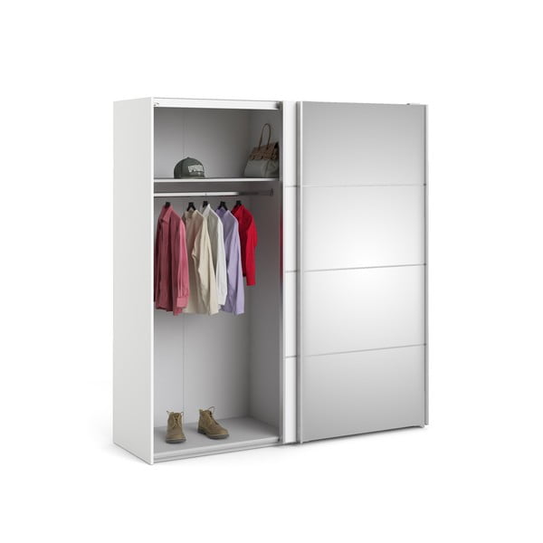 Бял гардероб с огледало и плъзгащи се врати 182x202 cm Verona - Tvilum-image-2