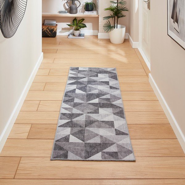Сива пътека подходяща за пране 76x230 cm Coral Grey – Think Rugs-image-1