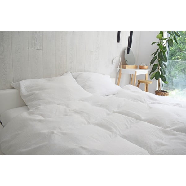 Бяло единично  муселиново спално бельо 140x200 cm Plain Muslin – Butter Kings-image-1