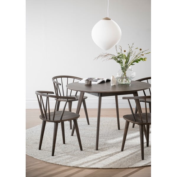 Тъмнокафява кръгла трапезна маса от декор от дъб  ø 115 cm Yumi – Rowico-image-4